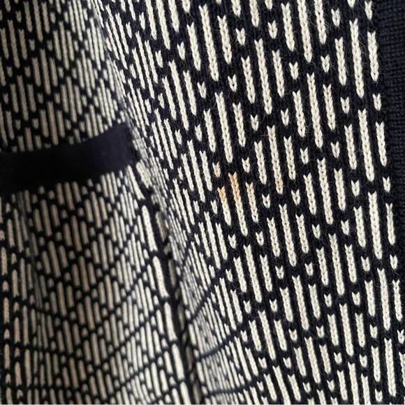 Talbots | Long Line Open Front Cardigan Sweater Duster Navy White Small - Picture 4 of 6